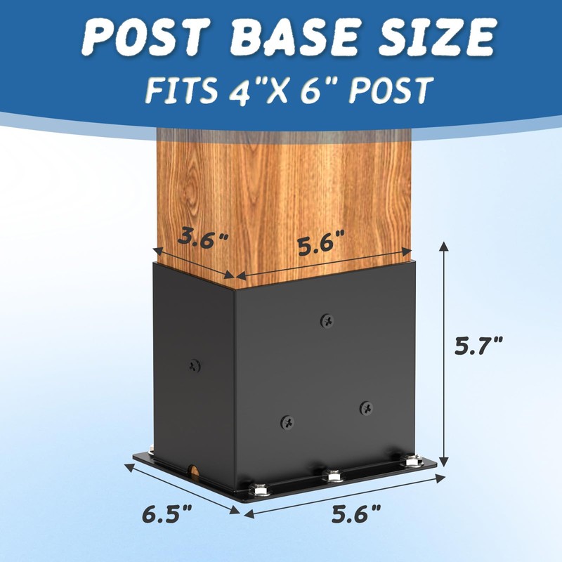4×6 Post Base 2 Pcs,Deck Post Brackets,Inner Size (3.6" x5.6“Heavy