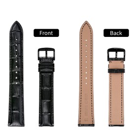 TStrap Extra Long Watch Band - XL XXL Leather Watch Straps for Men - Black Soft Quick Release Watchband for Large Wrist Replacement - 12mm 16mm ... 20mm 22mm 24mm