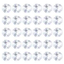 PATIKIL K9 Crystal Octagon Beads 2 Holes Pendants, 30 Pack 14mm Chandelier Prisms Parts Ornaments Hanging Beads for DIY Arts Crafts Decoration, Clear