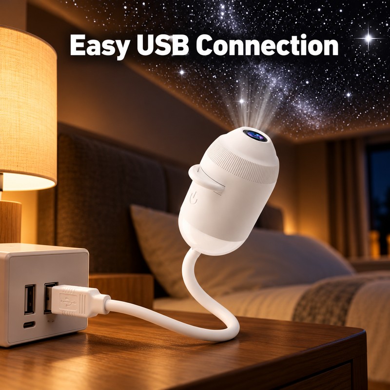 USB Starry Sky Projection Light for Car Interior & Bedroom