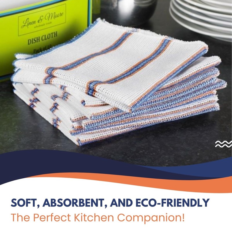 HOMESHOPA Dish Cloths, 4 Pack Cotton Antibacterial Super Absorbent Lint