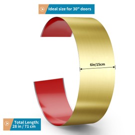 Sanbege Stainless Steel Door Kick Plate, 6" x 28" Door Push Plate, Self Adhesive Kickplate for 30" Doors Interior or Exterior (Brushed Gold)