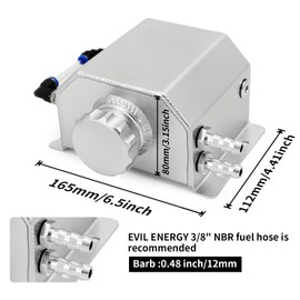 ZHSYMX Universal 1L Aluminium Alloy Coolant Radiator Overflow Tank Engine Oil Catch Can Expansion Tank Reservoir Silver
