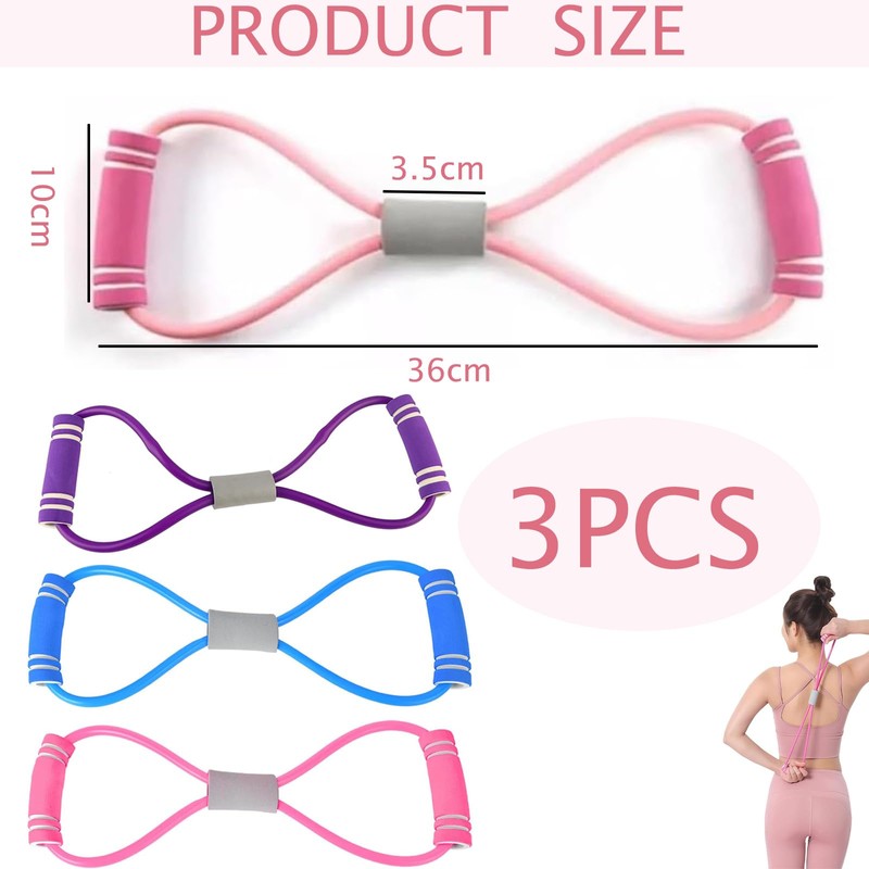 3 PCS Resistance Bands With Handle, Arm Figure 8 Resistance