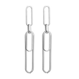 MALOYANVE Paperclip Earrings for Woman Exaggerated Long Punk Cool Gold Silver Plated Interlocking Punk Geometric Drop Dangle Pin Earrings Minimalist Retro Link Chain Hoop Earrings (Silver)