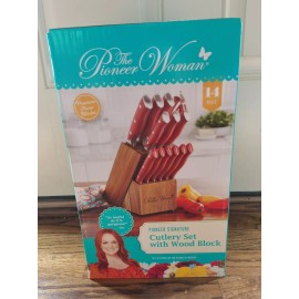 Pioneer Woman The Pioneer Woman Pioneer Signature 14-Piece Stainless Steel Knife Block Set, Re