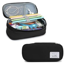 FUXINGYAO Pencil Case, Multi-compartment Pencil Pouch, Portable Pencil Bag (2101-big-BK)