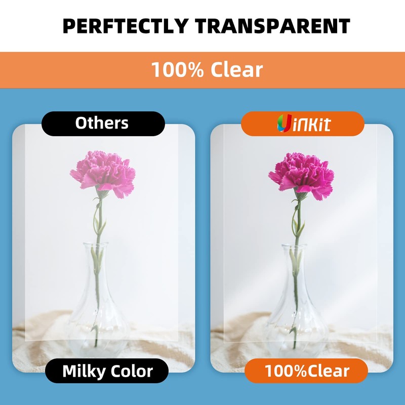 Uinkit 30 Sheets Pintable Transparency Film Acetate Clear Sheets for