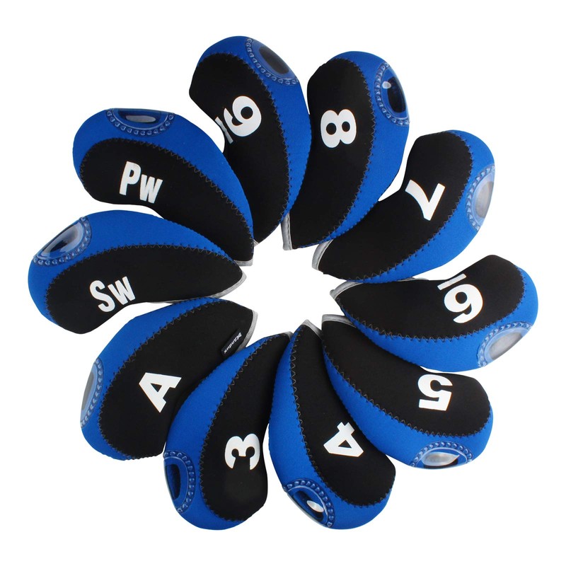 Andux Print Number Golf Iron Club Head Covers with Transparent