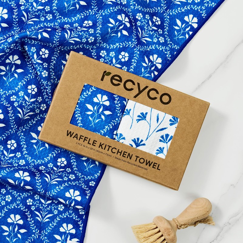 RECYCO Waffle Kitchen Towel Set of 2 - Quick Dry