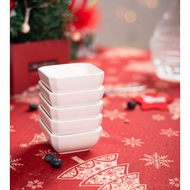 Delling 6 Oz Ramekins, Square Souffle Dish for Pudding, Creme Brulee, Dessert, Snack, Bakeware Cups Set for Baking and Dip Sauce, Oven Safe, Set of 6