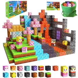 FUXHBFB Magnetic Building Blocks 100 Pieces Magnetic Cubes - Magnetic Building Blocks Mine Magnet for Boys and Girls World Toy from 4 Years Boy and Magnetic Building Blocks
