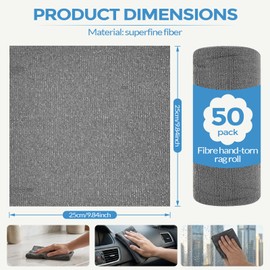 Anihet Microfiber Cleaning Cloths Roll, 50 Tear-Away Sheets Lint-Free & Ultra Absorbent Reusable Towels, Washable Paper Towel Alternative for Kitchen, Home, Car