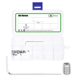 sourcing map Socket Set Grub Screws,25PCS #6x3/16"- 304 Stainless Steel Hex Socket Cup Point Allen Screws with Hex Wrench for Repairing Door Handles, Faucet (Silver)