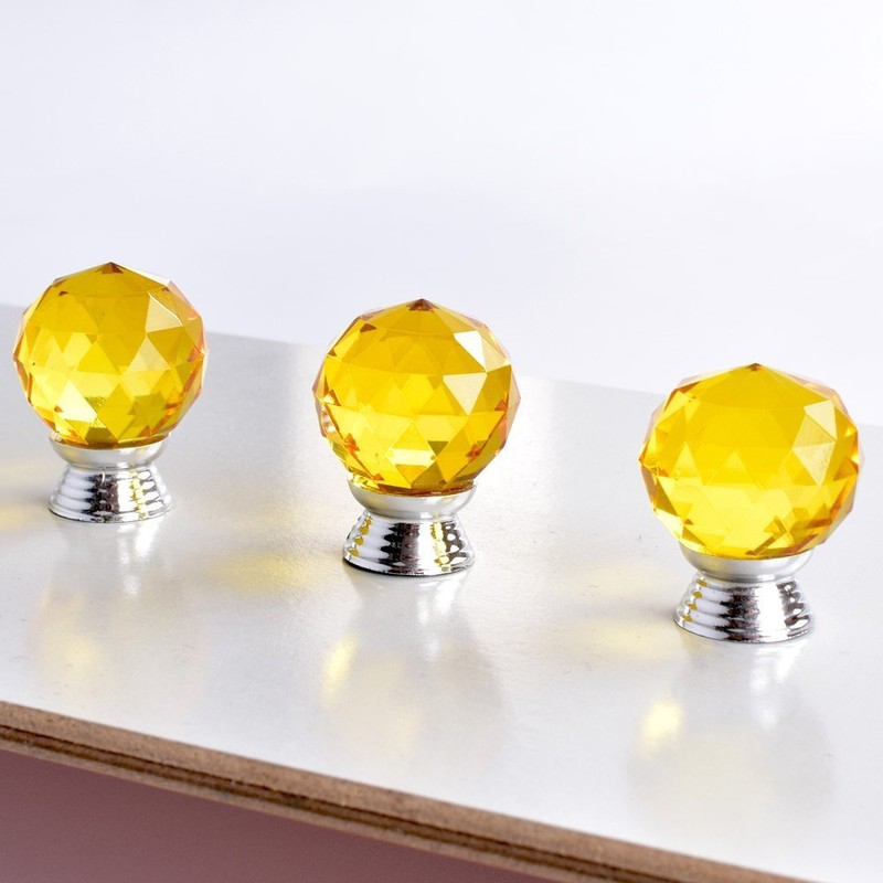 ANJUU 12 Pcs 30mm Round Shape Crystal Glass Cabinet Knobs