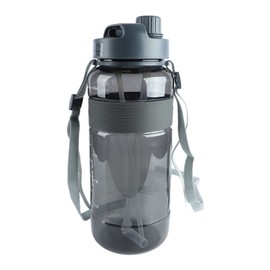 Sports Water Bottle, 2000 ml, Large Water Cup with Straw, Handle Ring and Removable Strap, Portable Water Bottle with Scale, for Running, Mountaineering