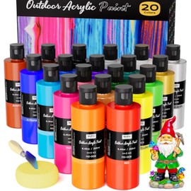 Nicpro 20 Colors Large Bulk Outdoor Acrylic Paint Set (8.45 oz, 250 ml) Rich Art Painting Supplies, Non Toxic for Multi Surface Canvas Rock Wood Leather Fabric Stone Metal Wall Craft with Color Wheel