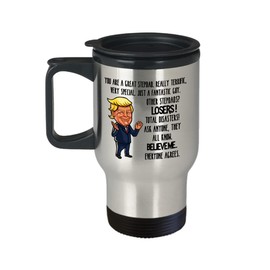 Trump Stepdad Travel Mug for Men from Daughter Son Stepchildren Funny Birthday Idea for Bonus Dad Stepfather Appreciation Christmas Conservative Repub
