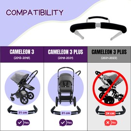 PROTEC TIF | Neoprene Fitted Covers Pack for Handlebar and Carry Handle Compatible with Bugaboo Cameleon 3 and Cameleon 3 Plus (2018-2021= Carry Handle of 31 cm) | to fit Over The Original Covers |