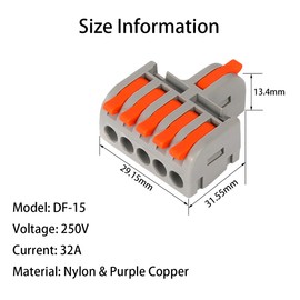Teansic 10PCS 1 in 5 Out Splicing Lever Wire Connectors,Nylon Push-in Mini Electrical Wire Connectors