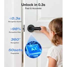 Smart Fingerprint Door Lock – 4-in-1 Keyless Entry with Fingerprint, Tuya App Remote Unlock, Key Card & Passcode Access | Secure Smart Lock for Home, Apartment & Office Doors, Easy Installation
