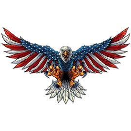 Eagle with American Flag Wings XL 29" x 18" Plasma Cut Metal Sign