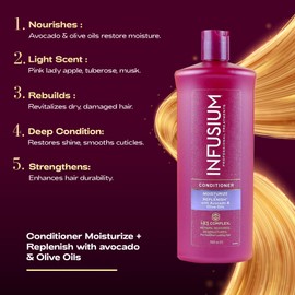 Infusium Infusium Moisturize and Replenish Conditioner - Hair Conditioner for Dry Hair - With Avocado and Olive Oils - Conditioner for Women - 1 L