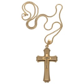 Cross for Car Mirror Hanging, Christian Rear View Mirror Accessories, Metal Cross Car Charm Car Pendant for Women Men - Golden
