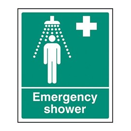 Caledonia Signs 16001H "Emergency Shower" Sign, Rigid Plastic, 300 mm x 250 mm