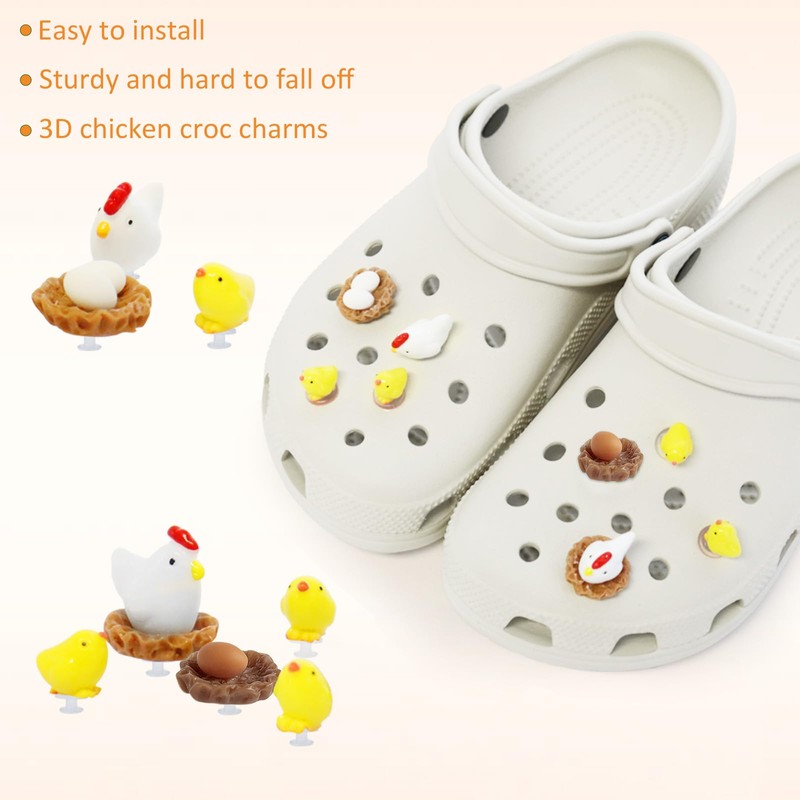 Shoe Charms for Clog Shoe Decoration, 3D Chicken Croc Charms,