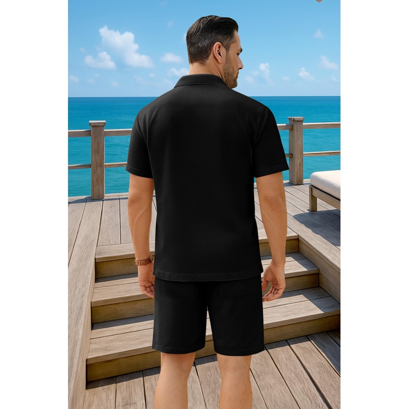 GINGTTO Men Short Sets Outfits 2 Piece Cotton Summer Outfit