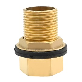 Anxingo 1/2 Inch External Thread & Internal Thread Bulkhead Fittings, Brass Bulkhead Water Tank Connector for Swimming Pools Pipelines Water Tanks Aquariums