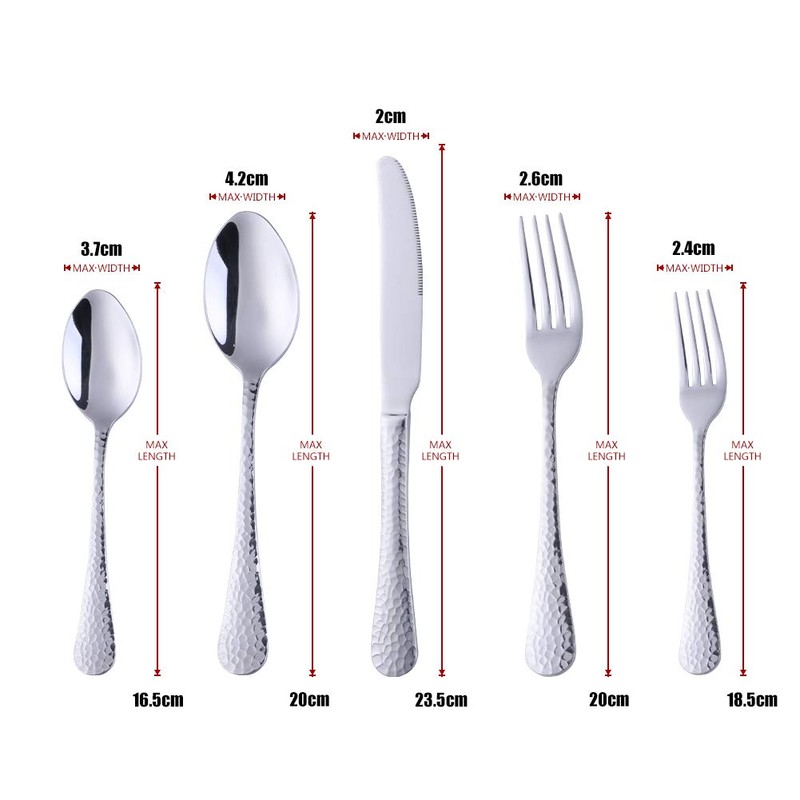 Bisda Silverware Set, 20 Piece Premium 18/8 Stainless Steel Hammered