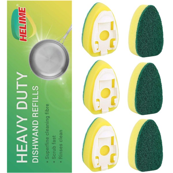 Dishwand Refill Sponges Heads Upgraded, Non Scratch Dish Wand Refills Replacement, Heavy Duty Scrub Dots Brushes, Soap Dispensing Scrubber, Dishwashing Cleaning Supplies Kitchen Sink Dishwasher Tools