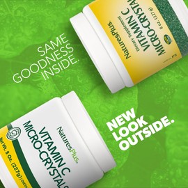 NaturesPlus Vitamin C Micro-Crystals - 5000 mg, 8 oz Vegetarian Powder - Unflavored - Natural Immune Support Supplement, Antioxidant, Free-Radical Defense - Gluten-Free - 45 Servings