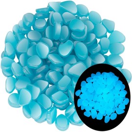 HBSTK Pack of 300 Blue Luminous Stones, Luminous Stones for Garden Walkway, Garden Decorative Stones for Walkways, Outdoor Decoration, Aquarium, Path, Lawn, Garden