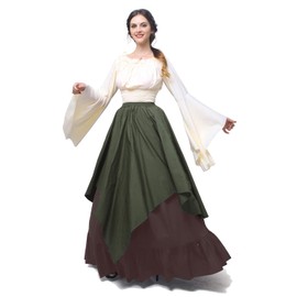 Fiamll Renaissance Dress Women's Medieval Dress Medieval Clothing Women's Costumes Fancy Dress Dress Set, Green and brown