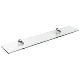 Spancraft Glass H-6x30-Brushed Steel Heron Glass Shelf, Brushed Steel, 6" x 30"