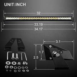Autofeel 32 Inch Led Light Bar, 240W Single Row Flood & Spotlight Beam Combo Lightbar, Waterproof Slim Straight Off Road Driving Lighting for Boat Trucks SUV ATV UTV, 2 Years Warranty