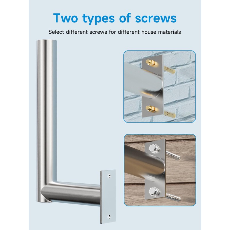 Stainless Steels Pole Mount 12'' Length Universal L-Type Pole Mast