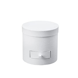 Oasis WHITE ROUND 15CM GIFT HAT FLOWER BOX LINED WITH DRAWER VALENTINES