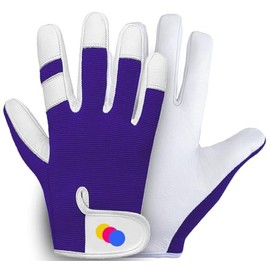 TRENDYDOT Gardening Gloves for Women/Men - Thorn Proof Garden Gloves - Ladies Working Gloves - Breathable Safety Work Gloves - Gardening Gifts, Leather Mechanic Gloves, Garden Tools (Small, Purple)