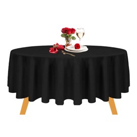 Trimming Shop Black Round Tablecloth Premium Quality Fabric Durable Table Cover for Wedding Table Decorations, Banquets Corporate Parties, Events, 90 inch, 1pc