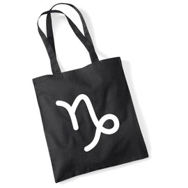 Huuraa Jute Bag Capricorn Zodiac Sign Gift 10 Litres Cotton Capricorn Gift Idea, black, Unit size