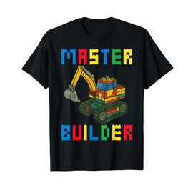 Master Builder Excavator Brick Block Toy Gifts Men Boys Kids T-Shirt