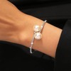 Inateannal Rhinestone Pearl Cuff Bracelet Silver Cubic Zirconia Tennis Bracelet