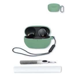 Case for Sony WF-1000XM5 Wf Xm5 Wireless Noise Cancelling Earbud,Soft Protective,BOVUGAC Silicone Case Cover with Keychain & Cleaning Kit & Lanyard for Sony Wf Xm5 Earbuds-Matcha