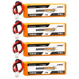 CNHL 450mAh 1S lipo Battery HV 3.8V 70C Lipo Battery with PH 2.0 Plug for 1S Racing Drone Quadcopter EMAX TinyHawk HAPPYMODEL Snapper7(4 Packs)