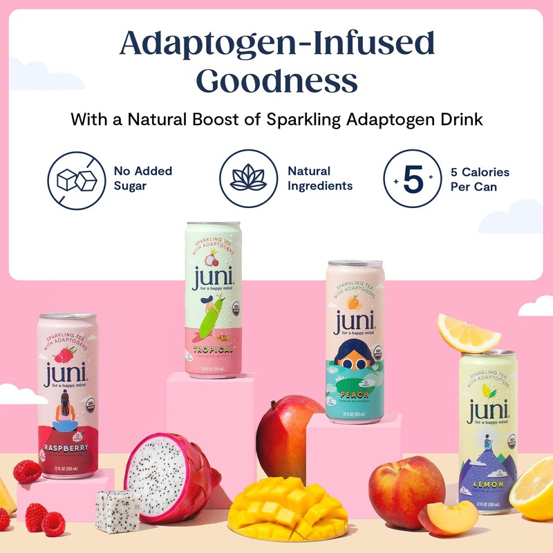 Juni Sparkling Adaptogen Drink with Ashwagandha, Lion’s Mane & Reishi