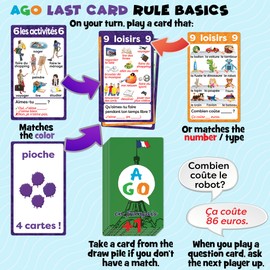 AGO En Francais 2 Card Game (Deluxe Edition): Learn French The Fun Way! - Boost Vocabulary & Grammar Skills - Interactive Learning for All Ages!